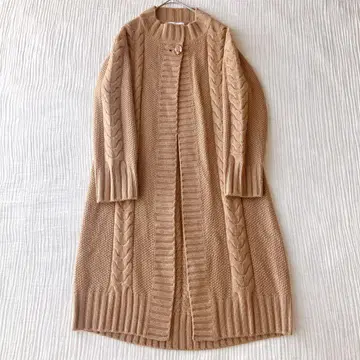 캐시미어 100% HANAE MORI 케이블 롱 가디건