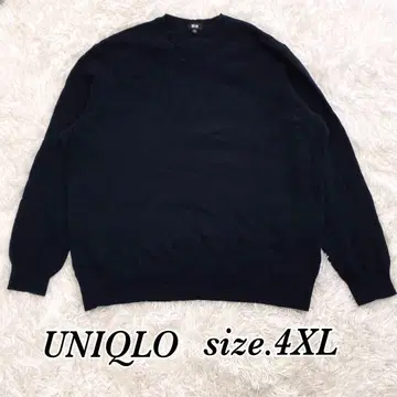 UNIQLO 울 100% V넥 스웨터 4XL 네이비 빅 사이즈