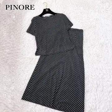 PINORE 피노레 일본제 셋업 블랙 화이트 스트라이프 상하의 세트