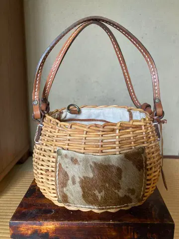 Cachellie 등나무와 가죽 바스켓백