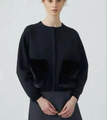 Ballsey 울 폴리에스테르 밀라노 리브 퍼 포켓 가디건 블랙