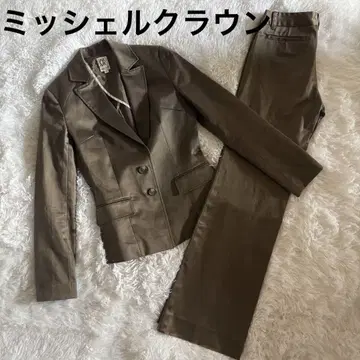 MK 미쉘클랑 여성용 브라운 비즈니스 정장 수트 셋업 상하의