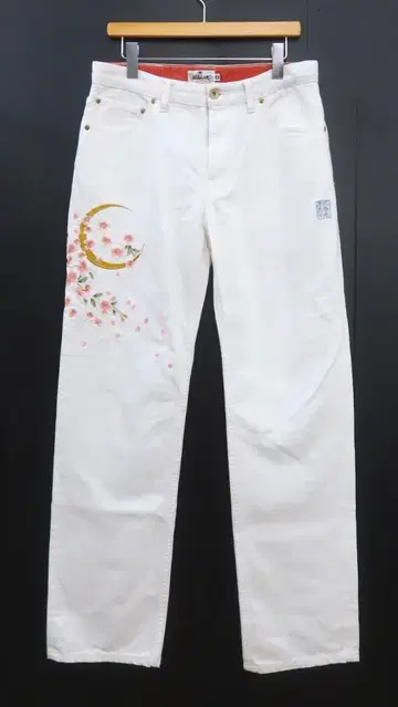 카라쿠리타마시 212211 자수 야벚꽃 데님 팬츠