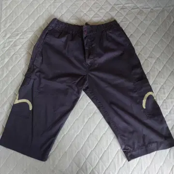 EVISU 다크 그레이 자수 캐주얼 숏팬츠