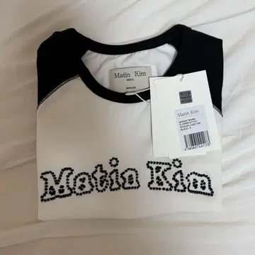 Matin Kim 반팔 T셔츠 S 화이트/블랙