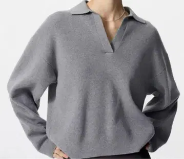 UNIQLO 유니클로 스무스 코튼 릴랙스 폴로 스웨터 그레이 S