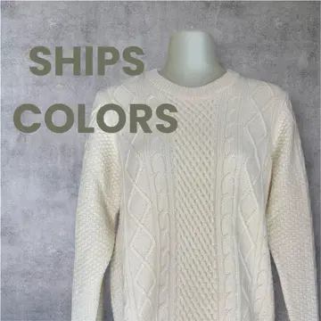 SHIPS COLORS 케이블 짜임 니트 L 사이즈 화이트 스웨터 상의