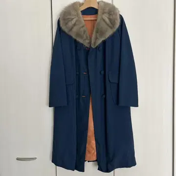 부두아 도쿄 빈티지 네이비 퍼 코트
