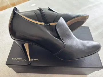 PELLICO 블랙 사이드 지퍼 힐 부티 38