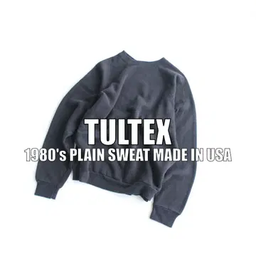 80s 무지 맨투맨 래글런 블랙 TULTEX 미국제 [ G0120