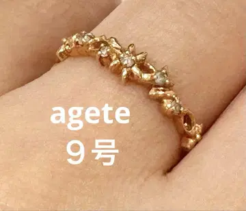 [ agete ] 반지 9호 핑크 골드 꽃 모티브 다이아몬드