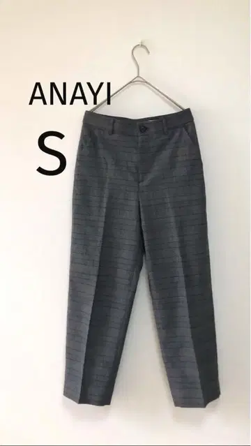 ANAYI 글렌체크 센터 프레스 테이퍼드 팬츠 36