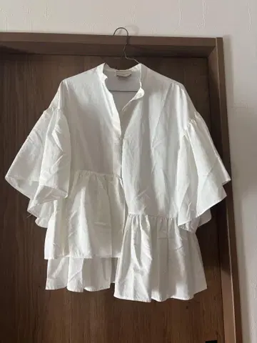 UNITED ARROWS 불규칙 페플럼 블라우스 38 화이트