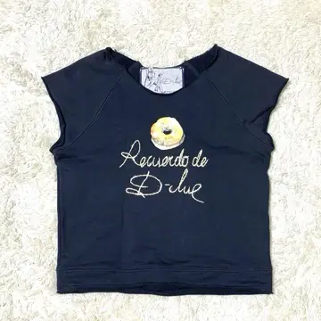새상품급 d-due 트레이닝복 프린트 도넛 슬리브리스 블랙
