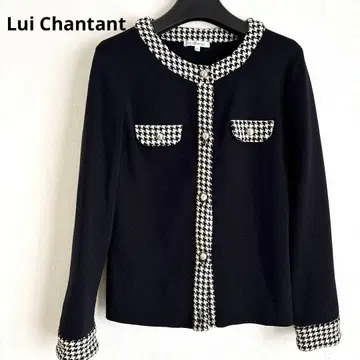 Lui Chantant 노카라 자켓 블랙 화이트 울 100% 사이즈 38