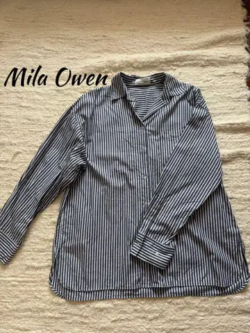 Mila Owen 네이비/화이트 스트라이프 긴팔 셔츠