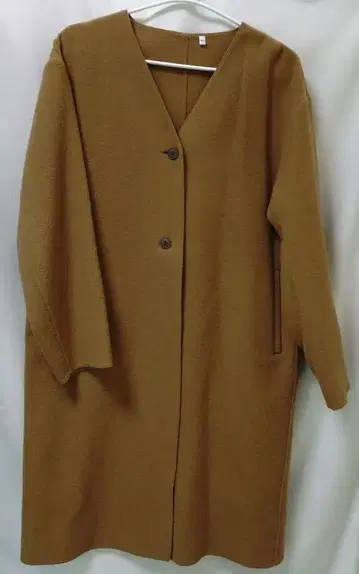 무인양품 브라운 V넥 롱 코트