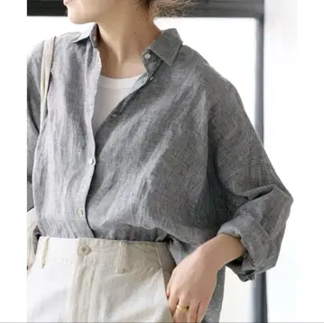 린넨 카슈쿨 빅 셔츠 블랙 베이스