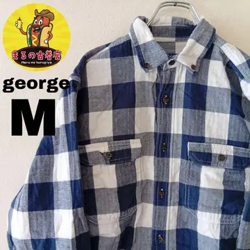 USA 구제 의류 george 플란넬 셔츠 M 네이비 화이트 체크