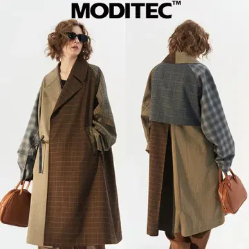정품 MODITEC 모디텍 자켓 트렌치코트 체크 무늬 L