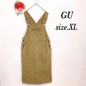 새상품급 GU 오버롤 스커트 XL 사이즈 면100% 카키 빅