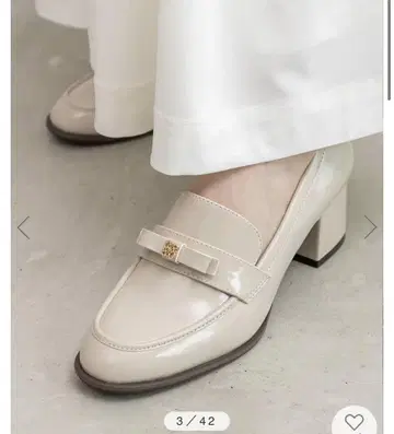RANDA 미니 리본 힐업 로퍼 아이보리