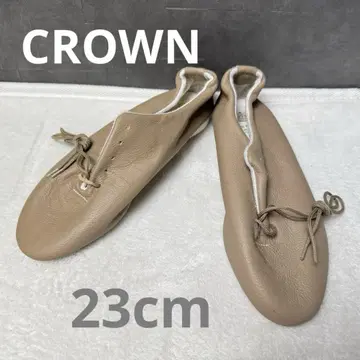 미사용 CROWN 크라운 댄스 신발 가죽 라이트 브라운