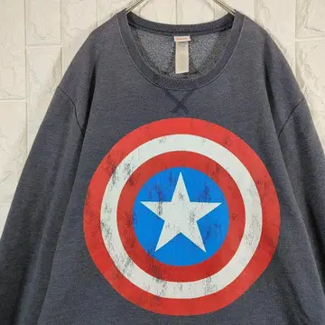 캡틴 아메리카의 방패 마블 맨투맨 빅 로고 L 그레이