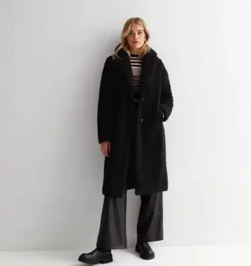 새상품급 ZARA 보아 코트 테디베어 코트 블랙