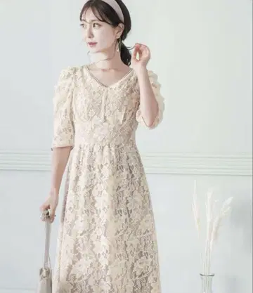 vaniller 베이지 레이스 원피스