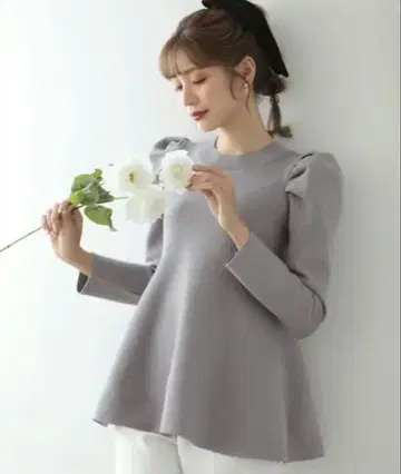 퍼프 슬리브 페플럼 니트탑 meraki