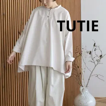 TUTIE 코튼 린넨 무지 사이드 심 블라우스