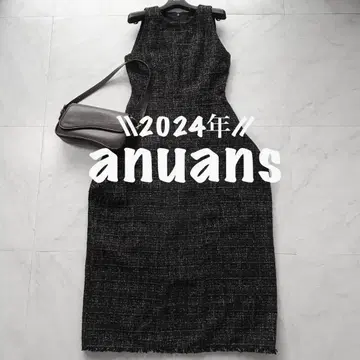 [ 2024년 ] anuans 아뉴앙스 트위드 코쿤 원피스 블랙 M