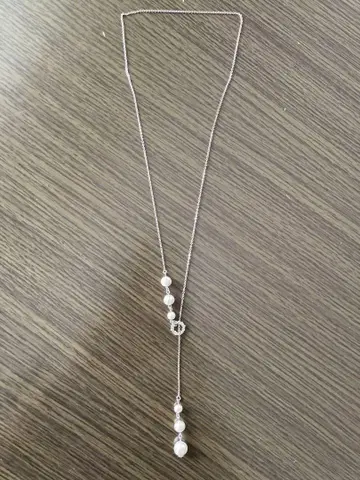 펄 롱 목걸이 실버 라리엣 코튼 펄