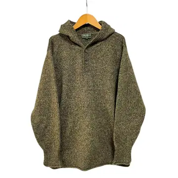 L Eddie Bauer 울 니트 후드티 올리브 멜란지 남성용 M