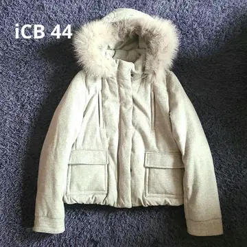 iCB 아이씨비 다운 자켓 44 후드 부착 퍼 부착 울 표면 원단