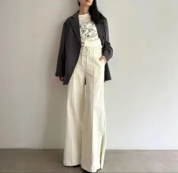 와이드 스웨트 팬츠 스나이델 화이트 SNIDEL 스나이델