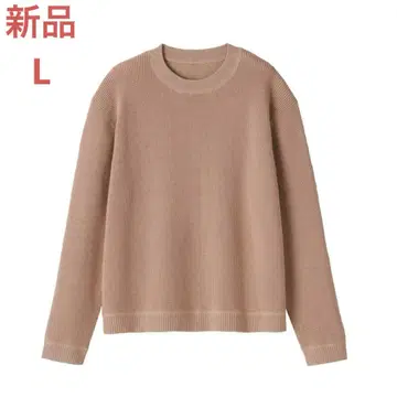 MUJI 세탁 가능한 와플 편직 크루넥 스웨터 여성 L 핑크