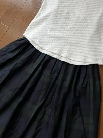 블랙워치 실크 밴딩 개더 스커트