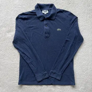 LACOSTE 남성용 긴팔 피케 셔츠 네이비