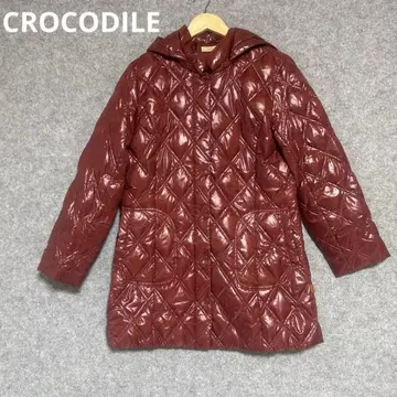 CROCODILE 버건디 퀼팅 자켓 후드 부착