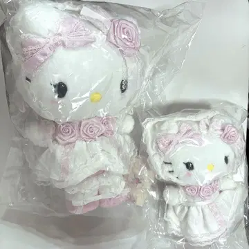 화이트 프릴 헬로키티 봉제 인형 세트