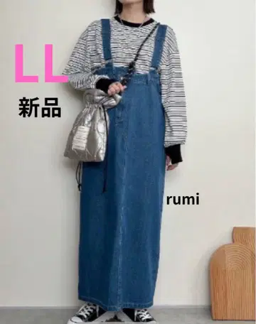 [ 새상품 ] 시마무라 rumi 데님 점프 스커트 LL 사이즈 중청 블루