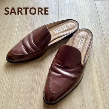 SARTORE 사토레 천연 가죽 브라운 뮬 로퍼 37