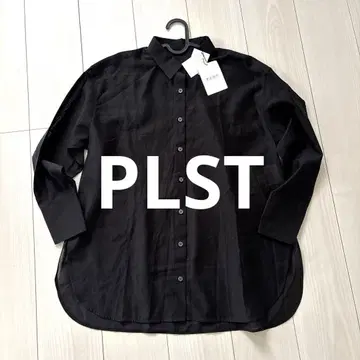 PLST 플라스테 시어 셔츠 긴팔 셔츠 오버 사이즈 블랙