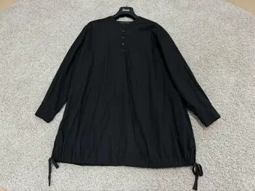 미즈이로 인드 밴드 카라 셔츠 블라우스 롱 루즈핏 블랙