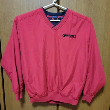 Rivers' End 빨간색 V넥 나일론 풀오버 자수 로고 기업 상품
