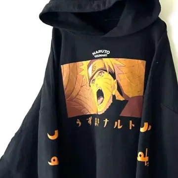 우즈마키 나루토 NARUTO 맨투맨 후드티 블랙 블랙 구제 의류