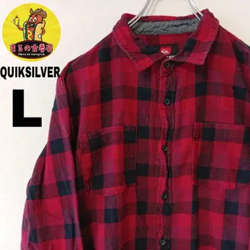 USA 구제 의류 QUIKSILVER 플란넬 셔츠 L 블랙 레드 체크
