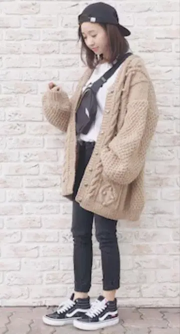 kastane 카스타네 케이블 니트 볼륨 가디건